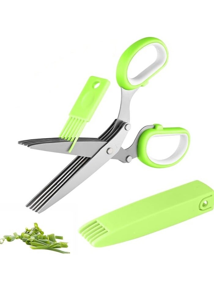 5-Blade Stainless Steel Multi-Purpose Herb Scissors - for Chopping Cilantro, Salad Greens, Paper  Garden Use - Image 1